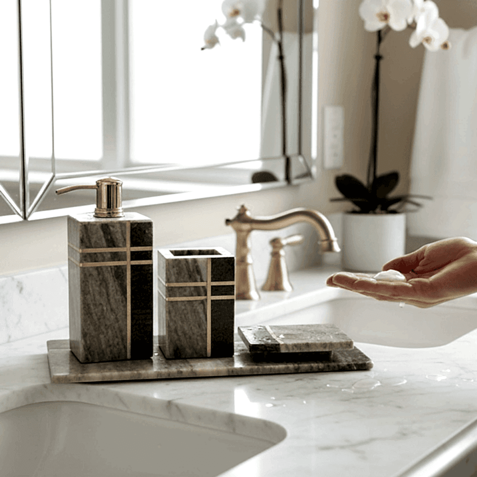 İTHAL BANYO SETİ BEJ GOLD 4 PARÇA