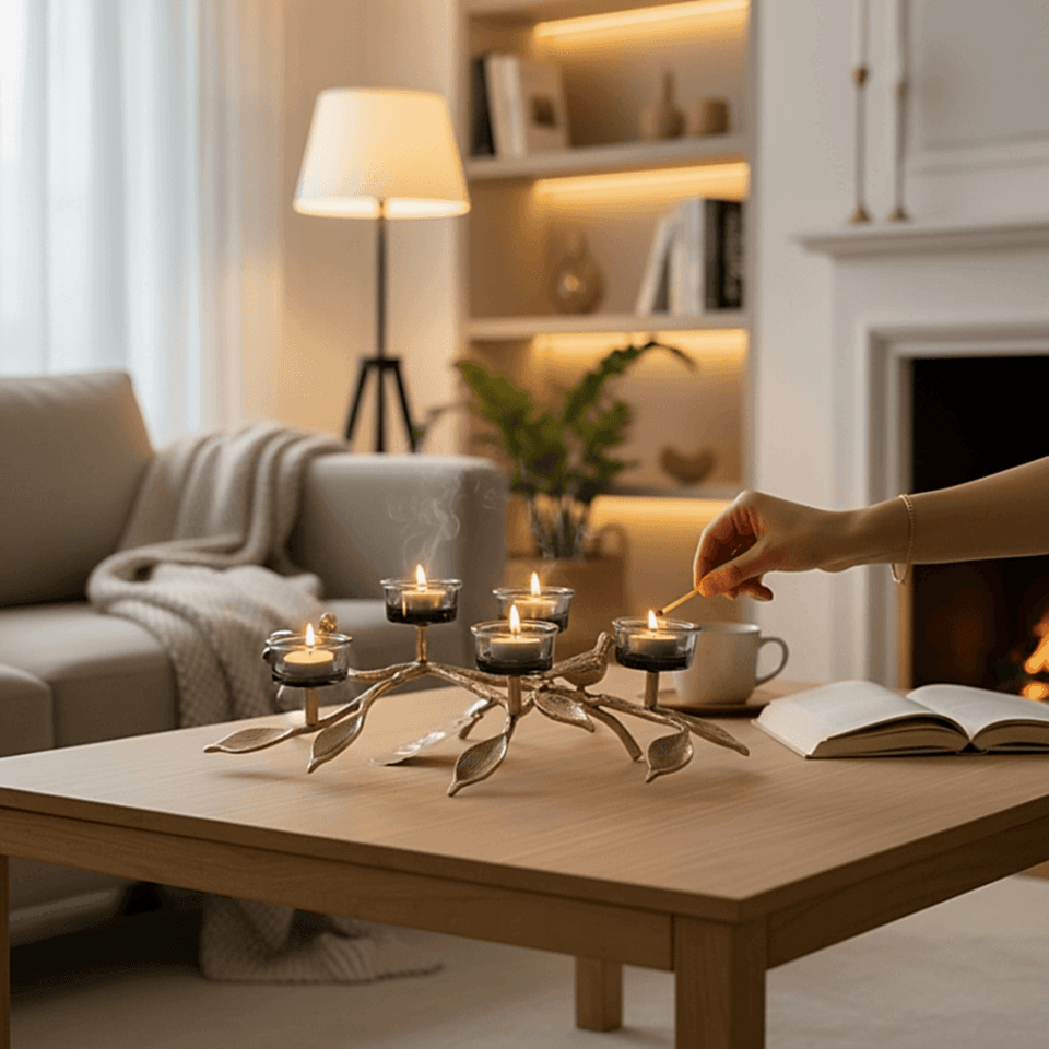 KUŞ FİGÜRLÜ DEKORATİF 5Lİ MUMLUK