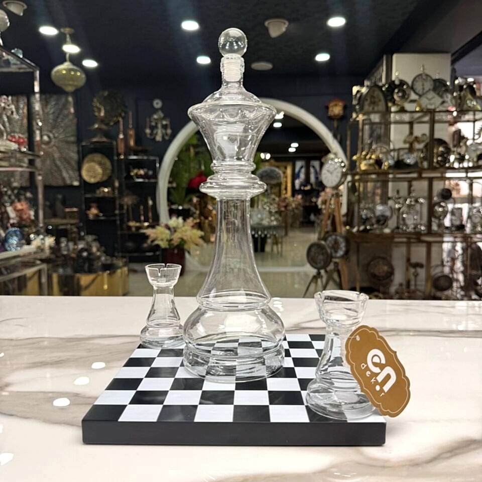 SATRANÇ TEMALI CAM DEKORATİF OBJE