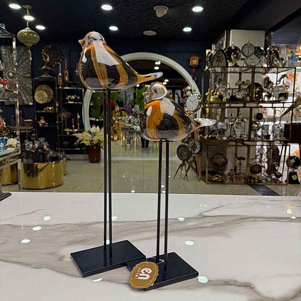CAM KUŞ FİGÜRLÜ DEKORATİF OBJE SETİ